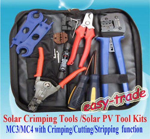 MC3/MC4 Crimping/Cutting/Stripping solar PV tool kit with MC4 connector/spanner