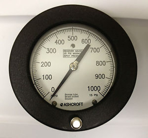 NEW Ashcroft 4.5 Receiver Pressure Gauge 3-15 PSI = 0-1000 1/4 Back Connection