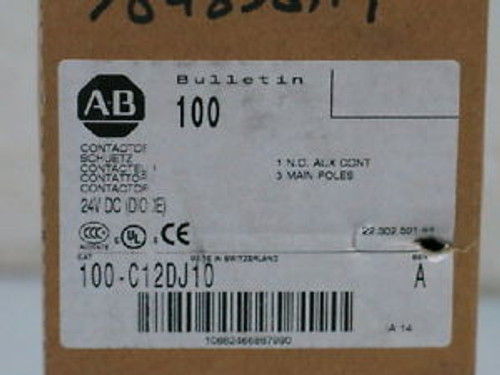 NEW Allen-Bradley 3-pole Contactor 100-C12DJ10  (RTS0340.48B)