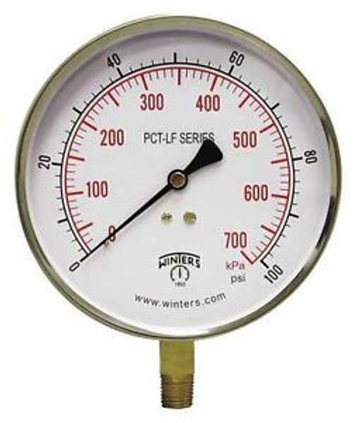 WINTERS PCT325LF Gauge, Pressure, 0 to 200 psi, 4-1/2 in.