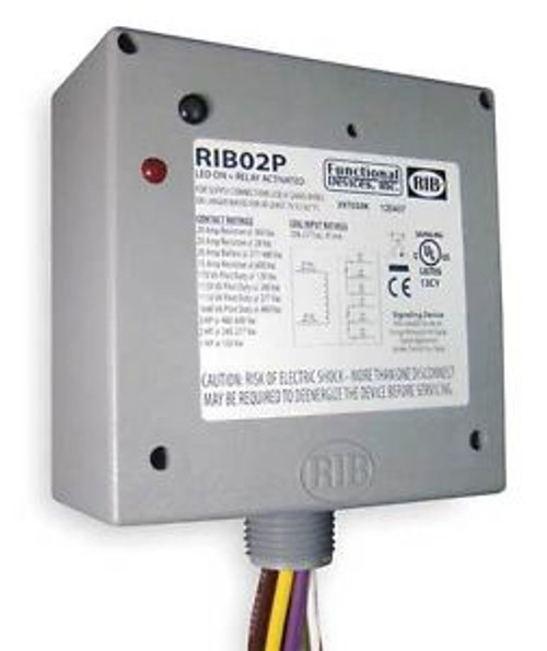 FUNCTIONAL DEVICES INC / RIB RIB02P Enclosed Pre-Wired Relay, DPDT, 20A@300VAC