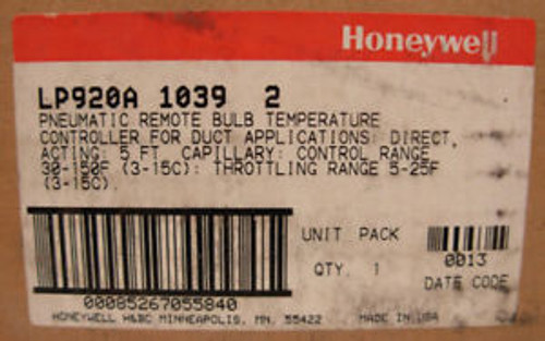 HONEYWELL TEMPERATURE CONTROL LP920A 1039 2 ZC-50