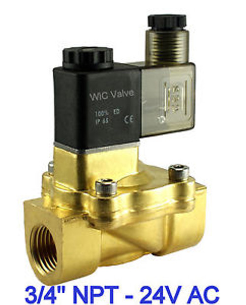 3/4 NPT NC Brass Electric Air Water Solenoid Valve Low Power Consumption 24V AC