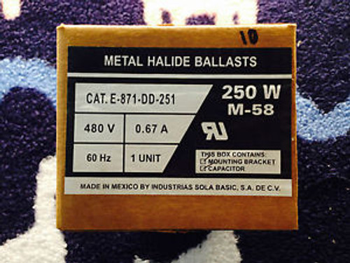 SOLA BASIC E-871-DD-251 METAL HALIDE BALLAST