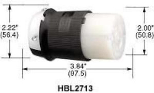 70B2031 Hubbell Wiring Devices Hbl2713 Connector, Power Entry, Receptacle, 30A
