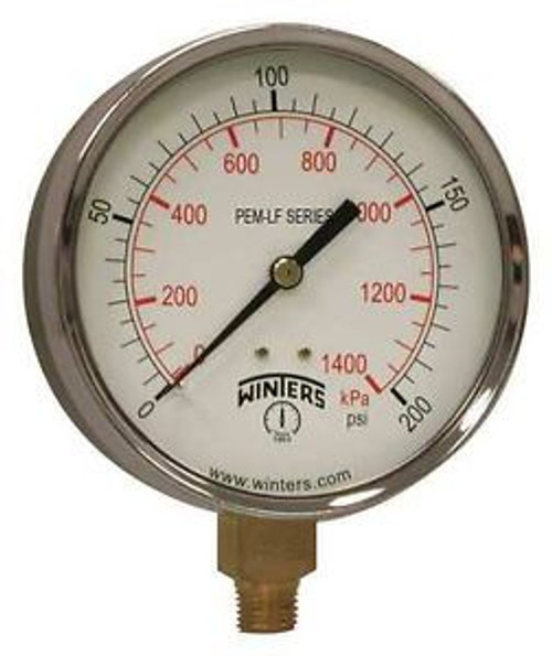 WINTERS PEM221LF Gauge, Pressure, 0 to 30 psi, 4 in.