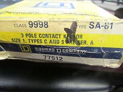 Square D 9998 type SA 81 3 pole contact kit size 1 type C & S