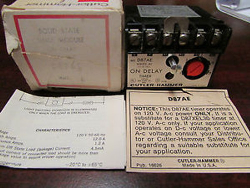 Cutler Hammer D87AE Solid State Timer Module on Delay 120v A.C