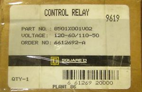 SQUARE D Control Relay 110/120V 8501X001V02