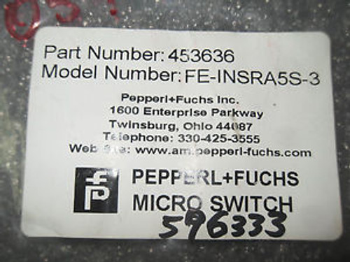 (V42) 1 New PEPPERL & FUCHS 453636 FE-INSRA5S-3 PHOTOELECTRIC CABLE