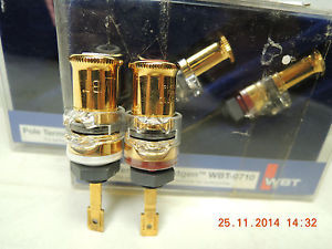 Four pieces of WBT 0710 Cu NextGen speaker binding post.