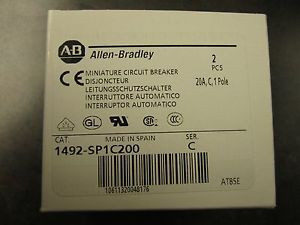 NEW 2-PACK ALLEN-BRADLEY 1492-SP1C200 BREAKER 20A NEW IN BOX.