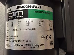 5IK40GN-SW2T, GEARMOTOR, 1/19HP, 3PH, 1300/1600RPM