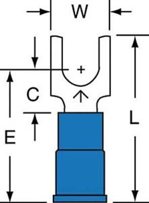 3M MVU14-10FBK Fork Terminal,Blue,16 to 14 AWG,PK1000 G5638455