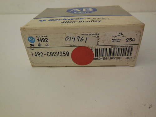 Allen Bradley, 1492-Cb2H250, Circuit Breaker 25A 7.5Hp 1/2 2 Pole New