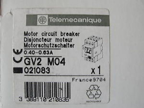 NEW TELEMECANIQUE GV2-M04 MOTOR CIRCUIT BREAKER