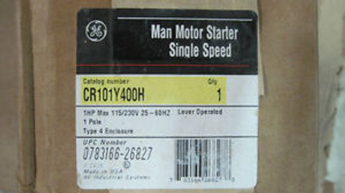 New GE MANUAL MOTOR STARTER SINGLE SPEED #CR101Y400H