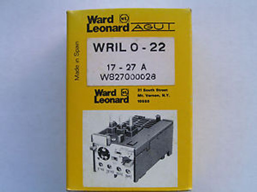 Ward Leonard WRIL0-22 Overload Relay 17 to 27 Amps NEW