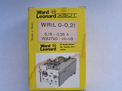 Ward Leonard WRIL0-0,21 Overload Relay .16 to .26 Amps NEW