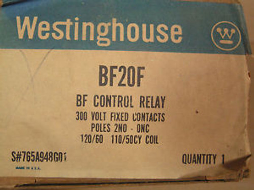 Westinghouse 765A948G01 Control Relay BF20F 120V NEW in Box