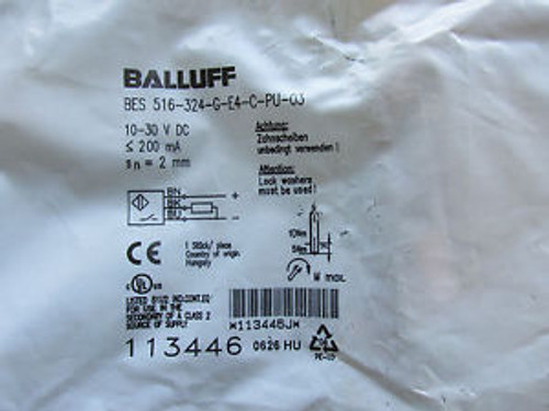 Balluff BES516-324-G-E4-C-PU-03 Sensor Probe #113446 10-30 VDC NEW