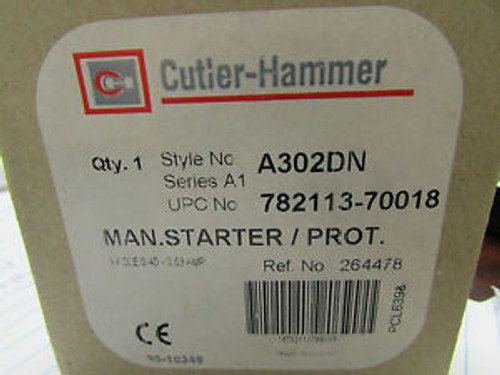 Cutler Hammer A302DN Manual Starter Protector 3 pole 0.40-0.63 amp