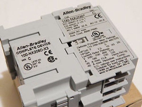 NEW IN BOX ALLEN BRADLEY 100 NX208D X3 CONTACTOR 120VAC 4 POLE 3NO 1NC 32A NEW IN BOX ALLEN BRADLEY 100 NX208D X3 CONTACTOR 120VAC 4 POLE 3NO 1NC 32A