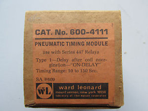 Ward Leonard 600-4111 Pneumatic Timing Module 10 to 150 Seconds NEW