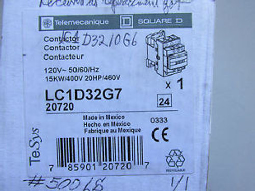 Square D LC1D32G7 Contactor 120V Coil NEW in Box