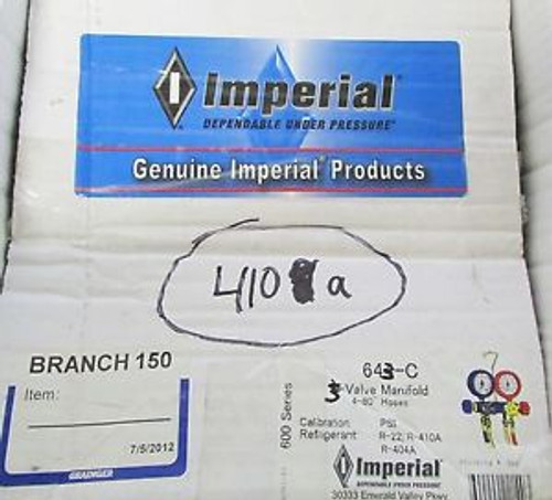 IMPERIAL 643-C Air Conditioning Refrigerant 3 Hose Manifold Guage Set 643 C