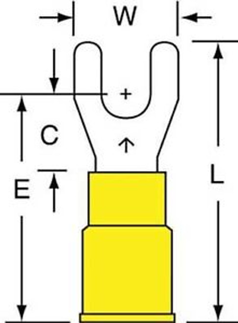 3M MNG10-8FK Fork Terminal,Yellow,12 to 10 AWG,PK500 G5749344