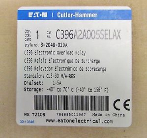 Eaton Cutler Hammer C396A2A005SELAX Electronic Overload Relay