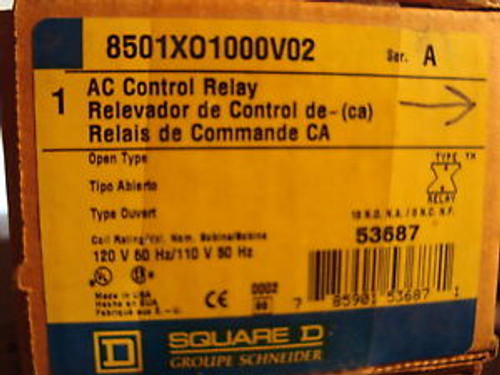 NEW   SQUARE D 8501XO1000V02   AC CONTROL RELAY  SER A  53687