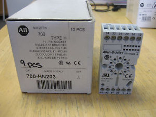 Allen Bradley relay socket base 700-HN203 11 pin factory box of 9 grey