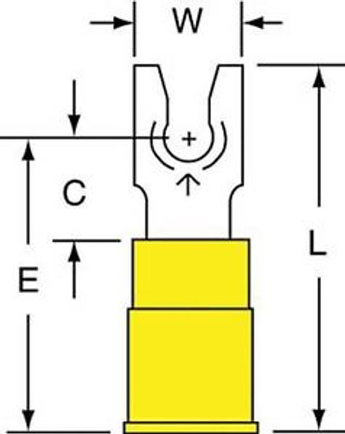 3M MNG10-6FLK Fork Terminal,Yellow,12 to 10 AWG,PK500 G5484936