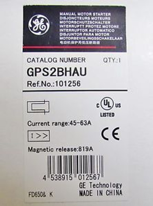 General Electric GE Manual Motor Starter 45-63 Amp GPS2BHAU