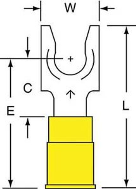 3M MNG10-14FLK Fork Terminal,Yellow,12 to 10 AWG,PK500 G5503486