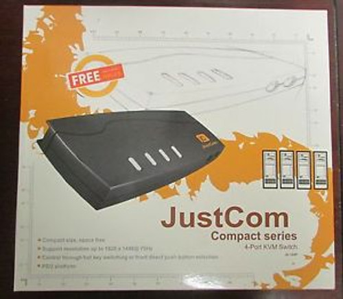 JUSTCOM 4 Port KVM Switch w/ Cables JC 104P KVM