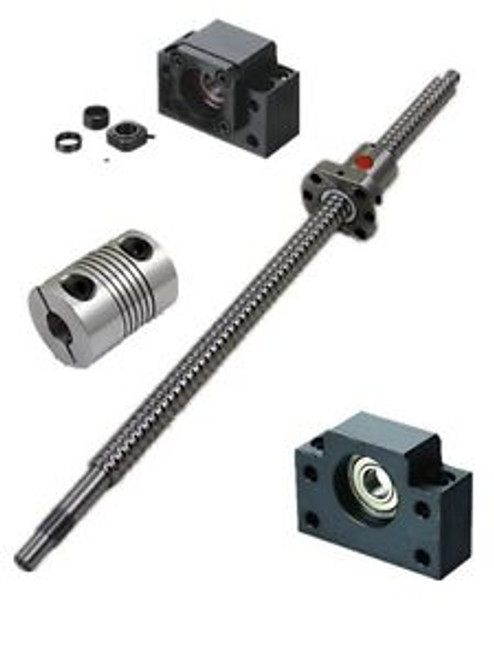 1pcs antibacklash ball screw 1605 -L300mm-C7+BK/BF12 + 2pcs 6.3510mm couplers