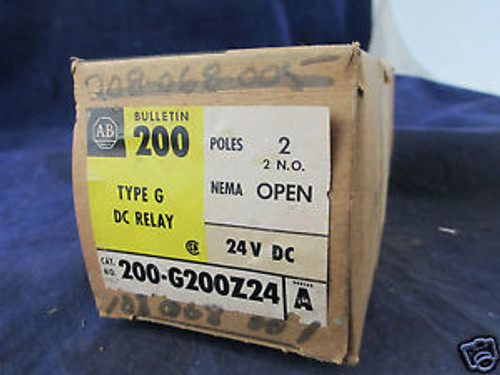 ALLEN BRADLEY 200-G200Z24 TYPE G DC RELAY 2 POLES NEMA OPEN 24V DC NEW IN BOX