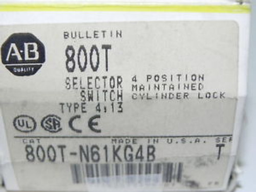 New ALLEN BRADLEY 800T-N61KG4B SELECTOR SWITCH