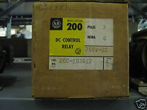 ALLEN BRADLEY 200-E030Z2 DC CONTROL RELAY 3 POLE 250V-DC SERIES A NEW IN BOX