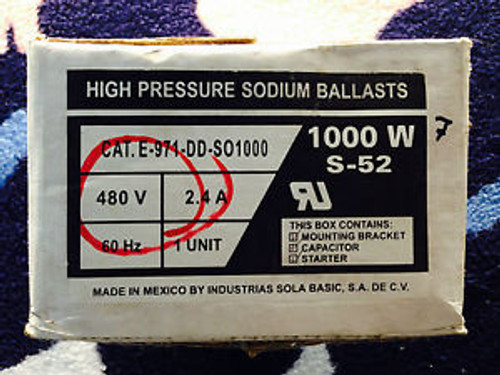 SOLA BASIC E-971-DD-SO1000 PRESSURE SODIUM BALLAST
