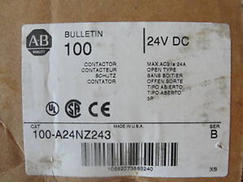 NEW ALLEN-BRADLEY 100-A24NZ243 24VDC CONTACTOR NEW ALLEN-BRADLEY 100-A24NZ243 24VDC CONTACTOR