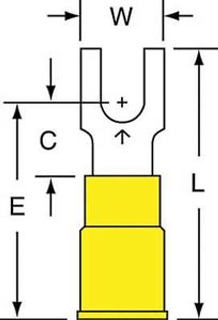 3M MNG10-8FBK Fork Terminal,Yellow,12 to 10 AWG,PK500 G5801372