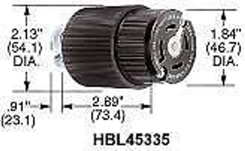 HUBBELL WIRING DEVICES HBL45935 CONNECTOR, POWER ENTRY, 20A