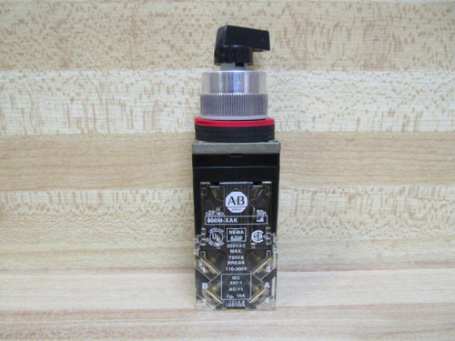 Allen Bradley, 800Mr-Hh2Bla, Selector Switch 2 Position Black Knob Maintained