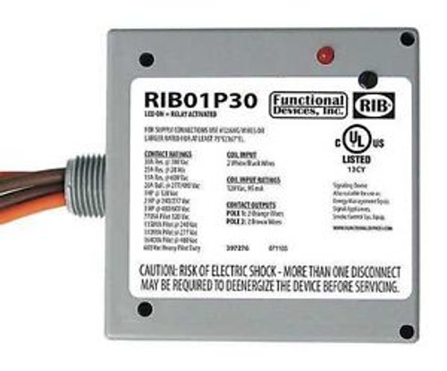 FUNCTIONAL DEVICES INC / RIB RIB01P30 Enclosed Power Relay, DPST, 20A @ 300VAC