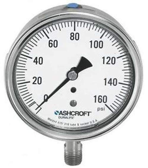 ASHCROFT 1009SW Gauge, Compound, 1/4inNPT, 1Percent, 3-1/2in