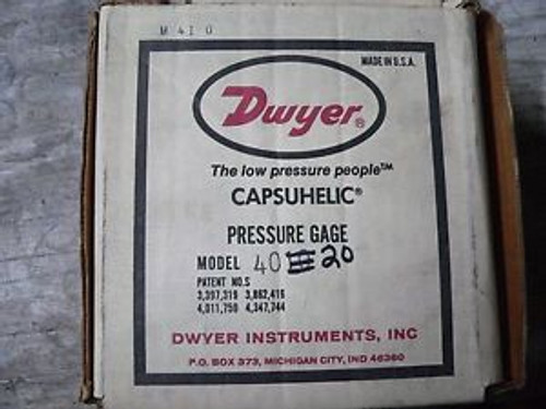 Dwyer 4020 CAPSUHELIC, DIFFERENTIAL PRESSURE GAUGE, 0/20